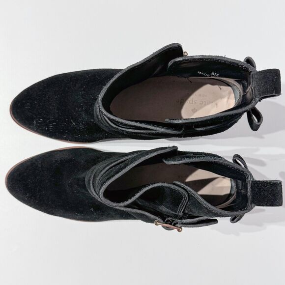 Kate Spade Polly Black Suede Buckle Strap Ankle Booties Boots Women’s Size 8M - Picture 10 of 16
